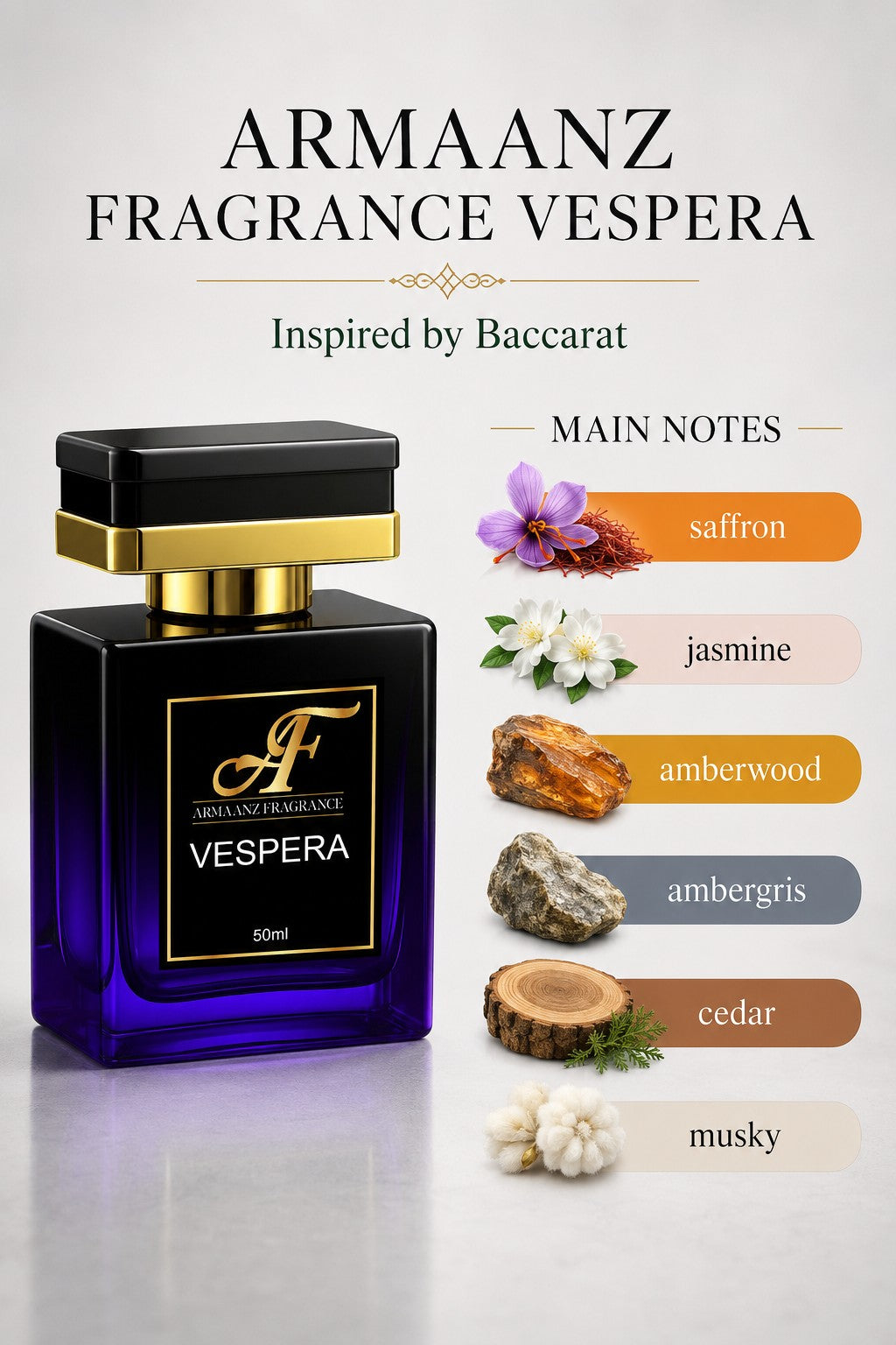 Vespera – Luxury Saffron Jasmine Perfume For Men & Women