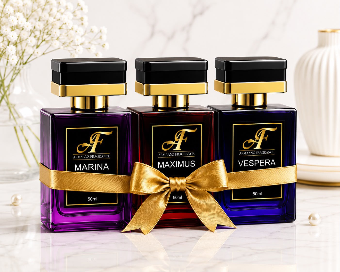 Marina, Maximus & Vespera Luxury Perfume Bundle | Gucci Flora, Creed Aventus & Baccarat Inspired Fragrances | Free Delivery + 2 Free Testers